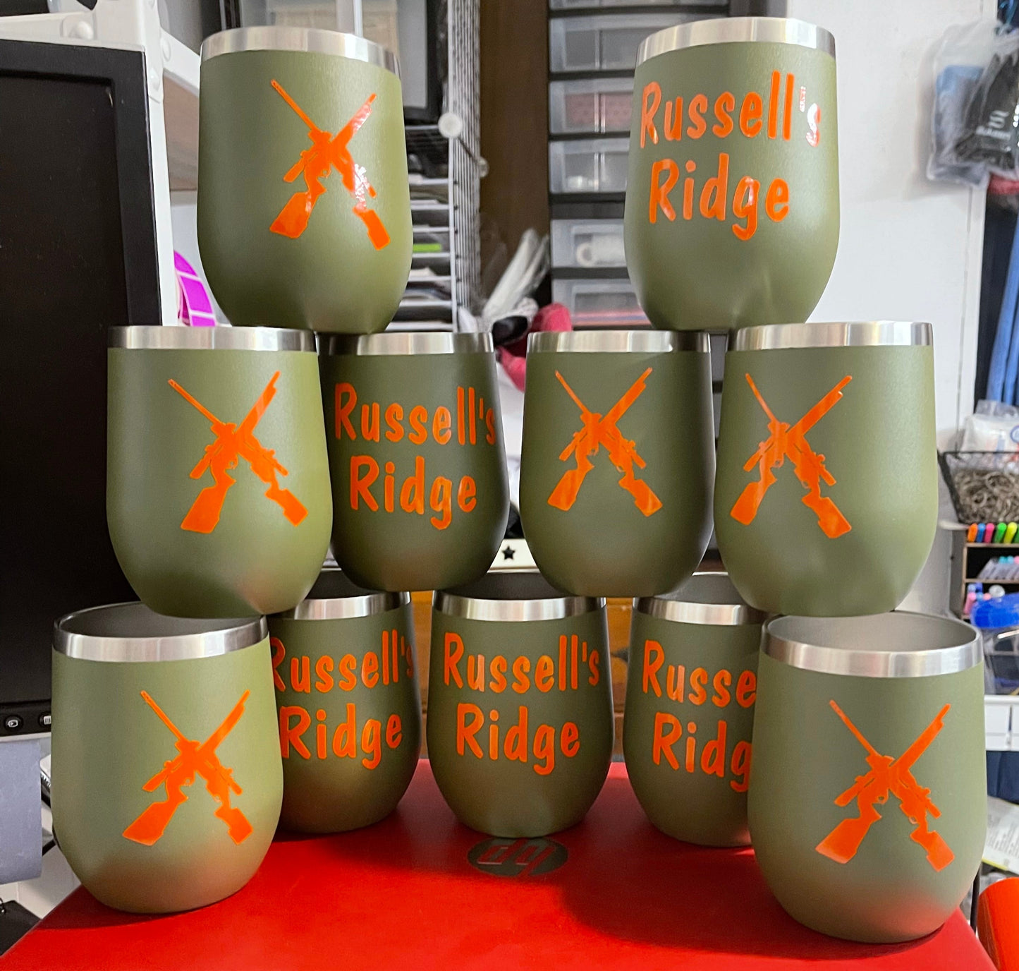 Olive green wine tumblers